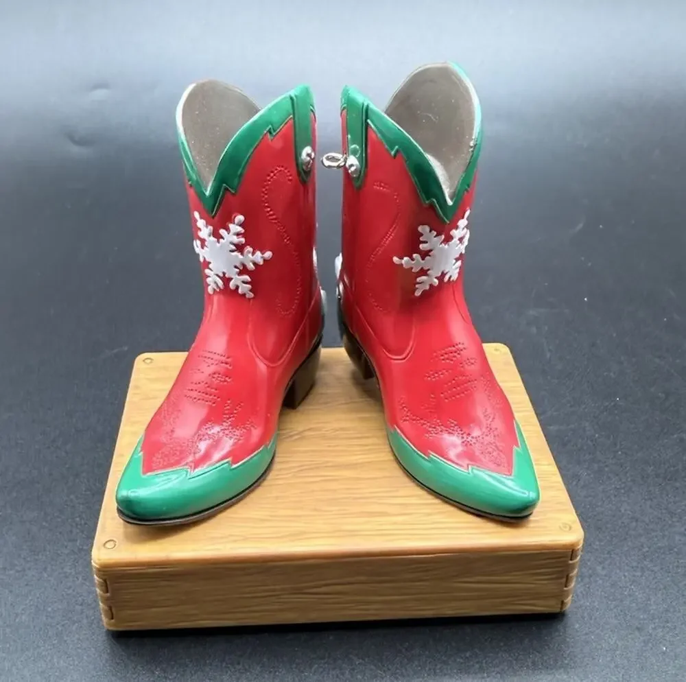 Hallmark - Kickin' It Up! Cowboy Boots Magic Sound Christmas Ornament Works LO17